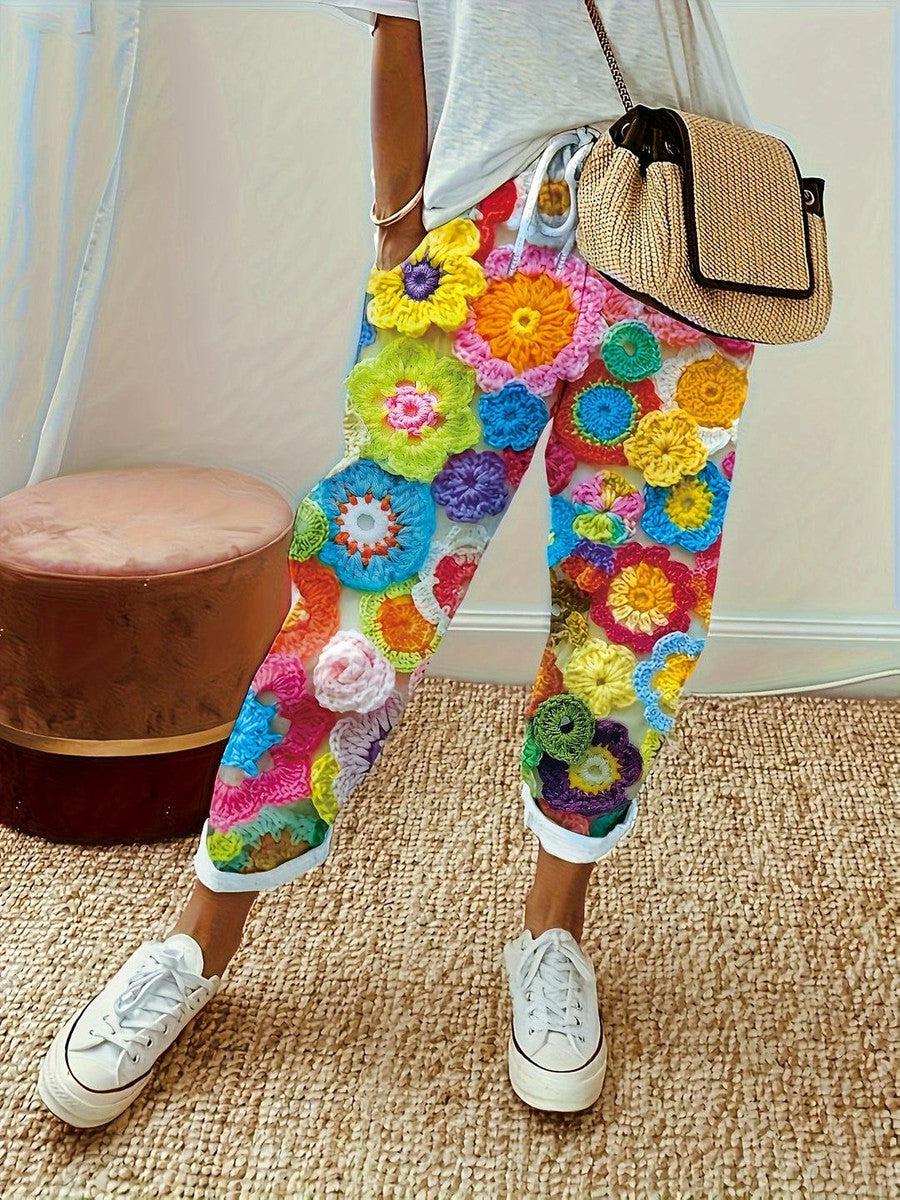 Attractive Floral Print Side Pocket Pants