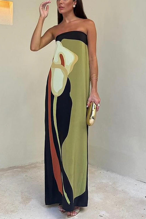 Lilia™ - Abstract Strapless Maxi Dress