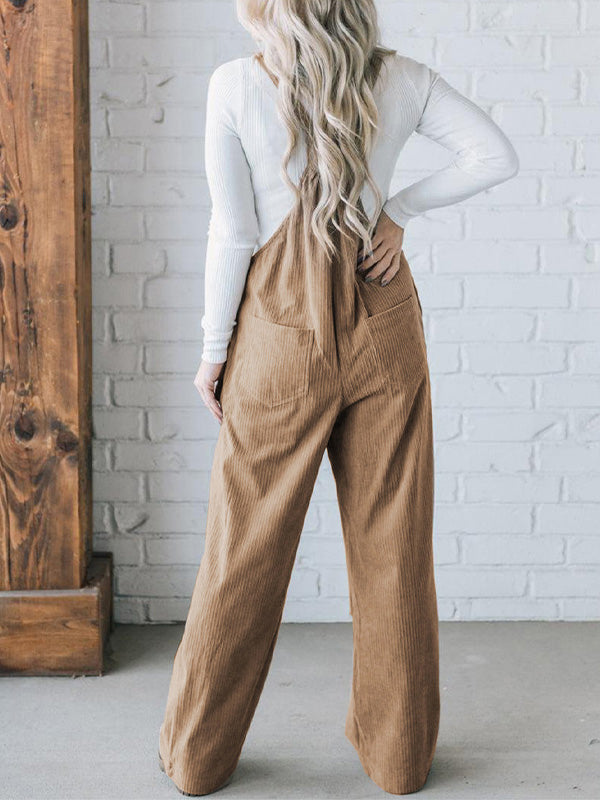 Women's Cozy Corduroy Loose Fit Overalls