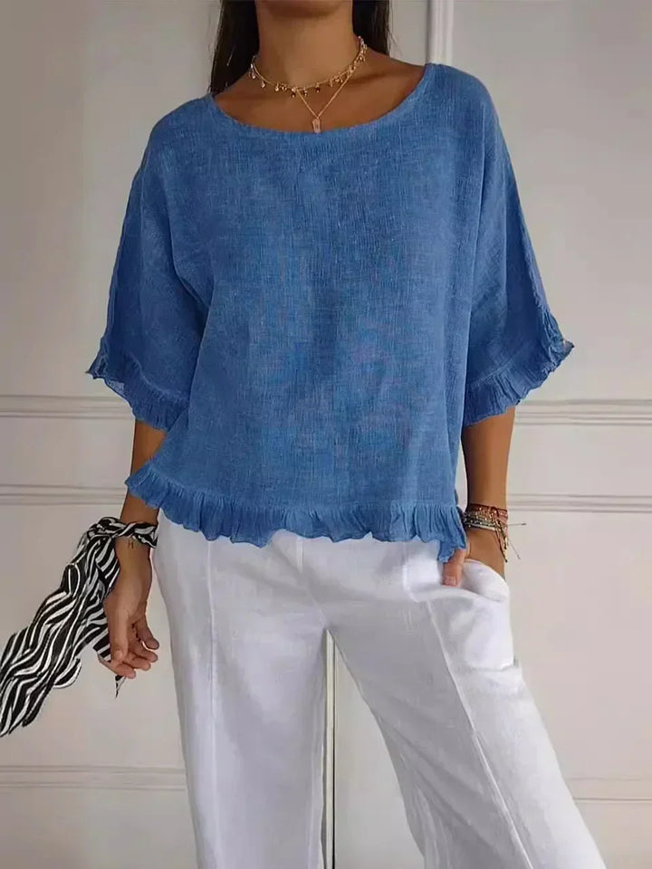 Atlas™ Olivia Cotton-Linen Blouse – Light & Breezy