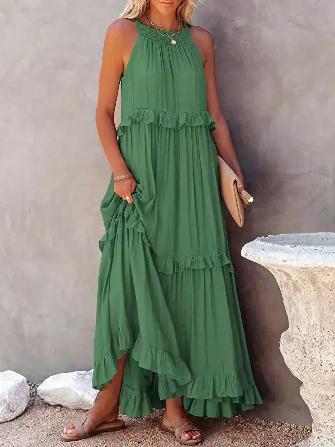 Emilia™ - Halter Ruffle Maxi Dress