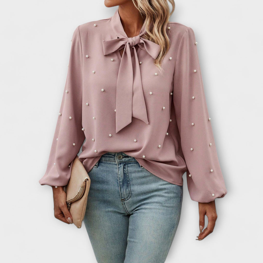 Sophie™ Elegant Blouse with Pearl Details and Bow