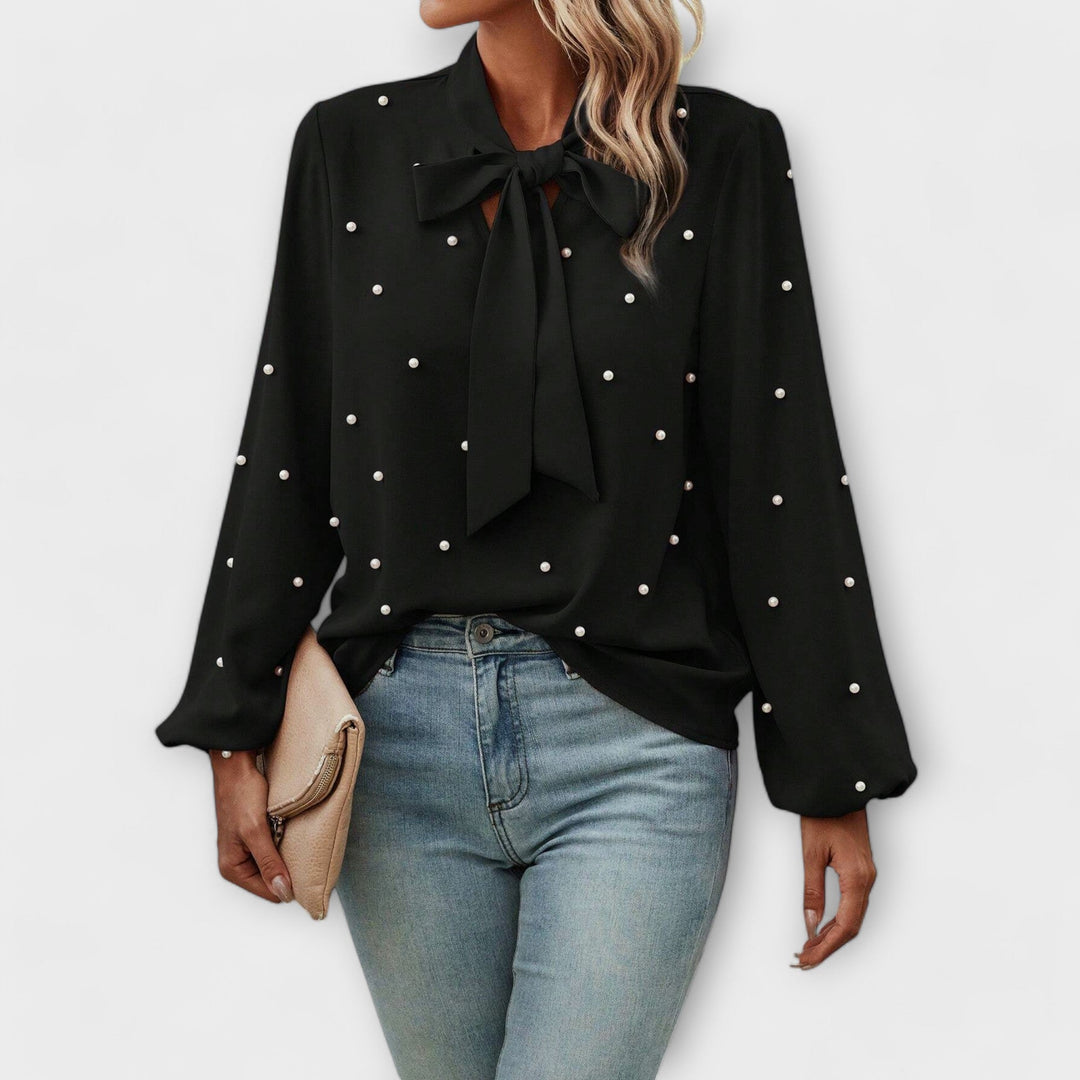 Sophie™ Elegant Blouse with Pearl Details and Bow