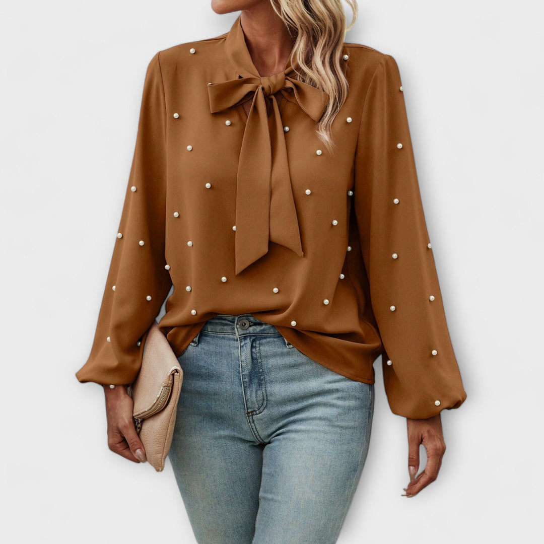 Sophie™ Elegant Blouse with Pearl Details and Bow