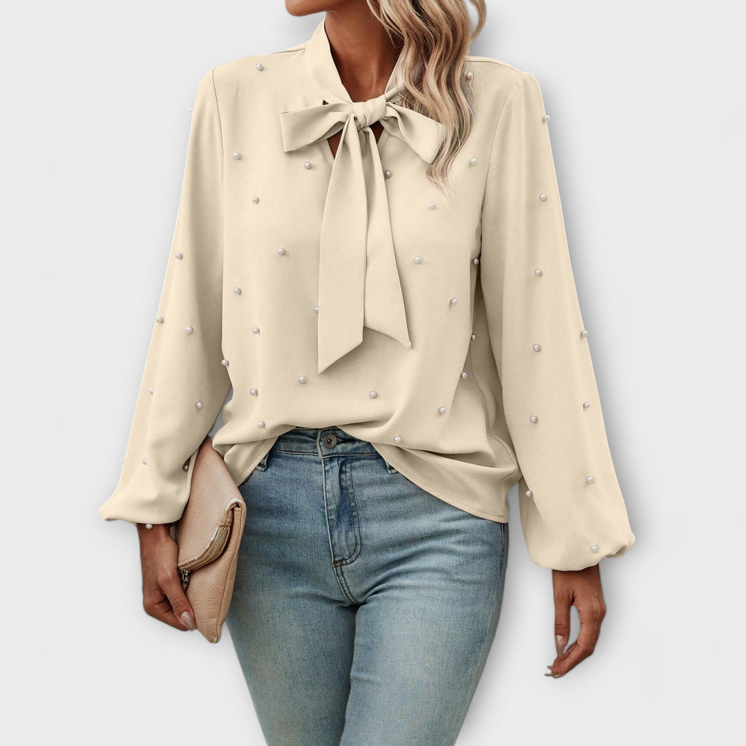 Sophie™ Elegant Blouse with Pearl Details and Bow