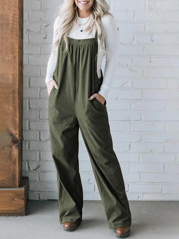 Women's Cozy Corduroy Loose Fit Overalls