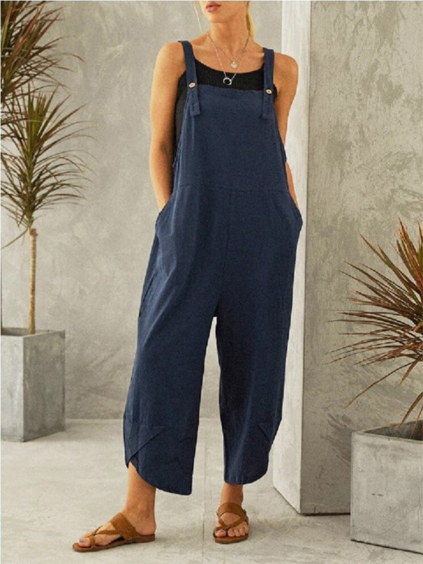 Women's Buttoned Overalls Casual Jumpsuit