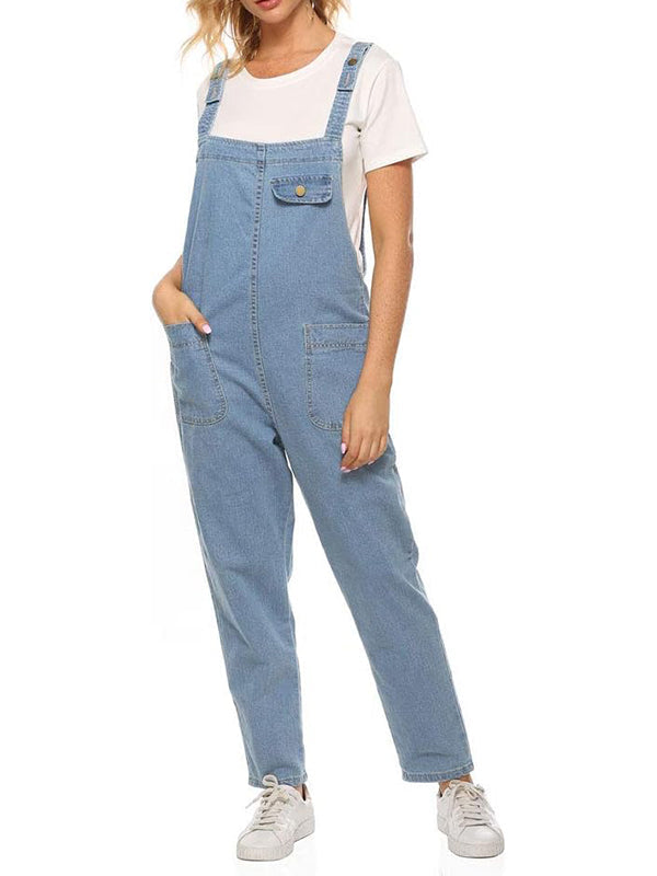 Women's Casual Baggy Denim Bib Overalls