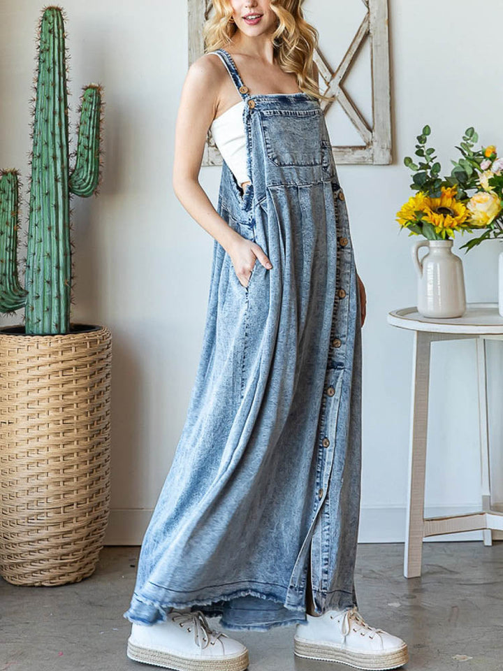 Women's Mineral Washed Denim Overall Dress