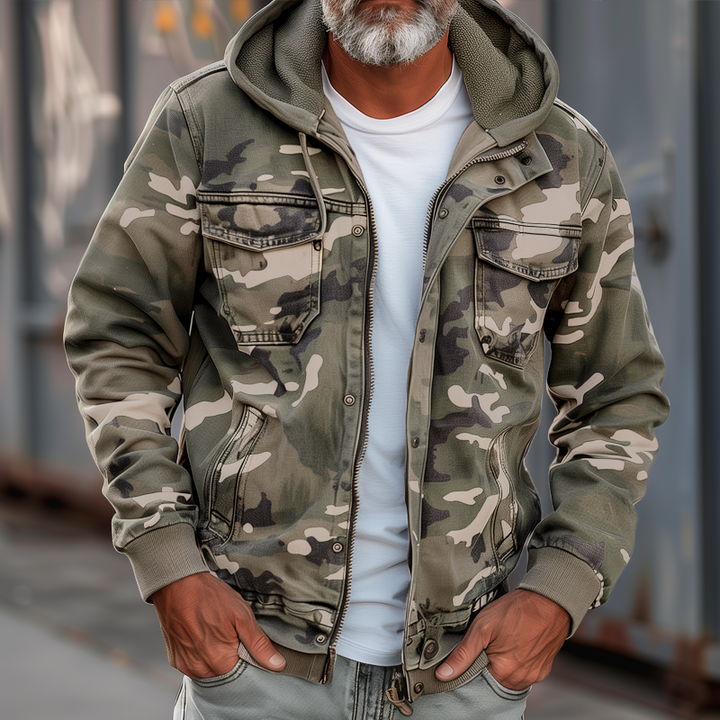 Atlas™ Men’s Camouflage Hooded Multi-Pocket Cargo Jacket