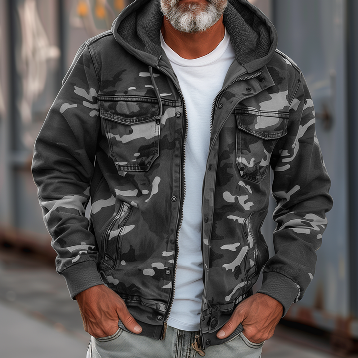 Atlas™ Men’s Camouflage Hooded Multi-Pocket Cargo Jacket