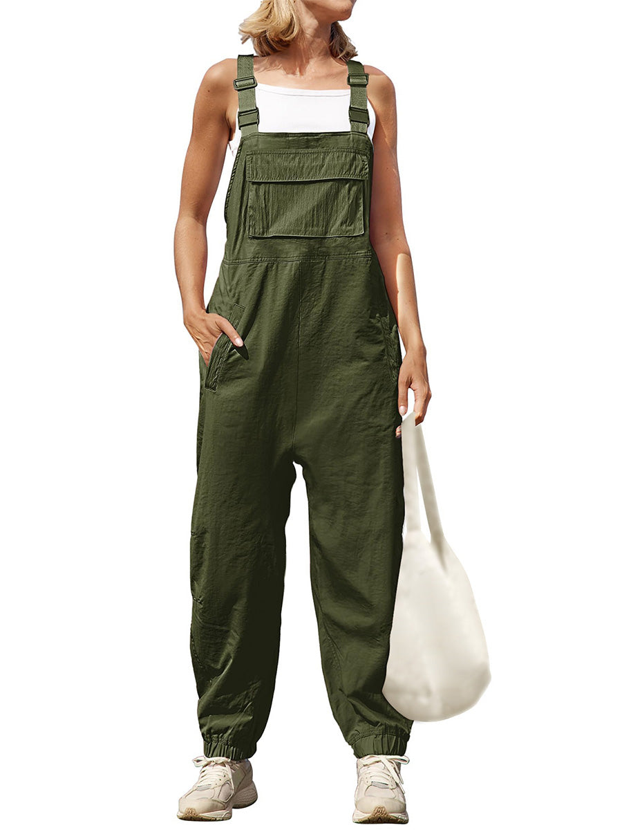 Women's Cargo Overalls With Zippered Pockets