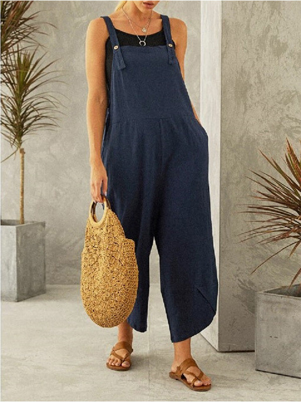 Women's Buttoned Overalls Casual Jumpsuit