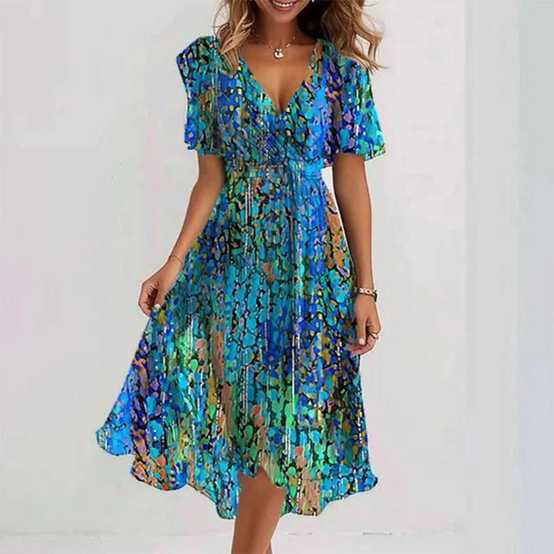 Liza™ - Vibrant Abstract Midi Dress