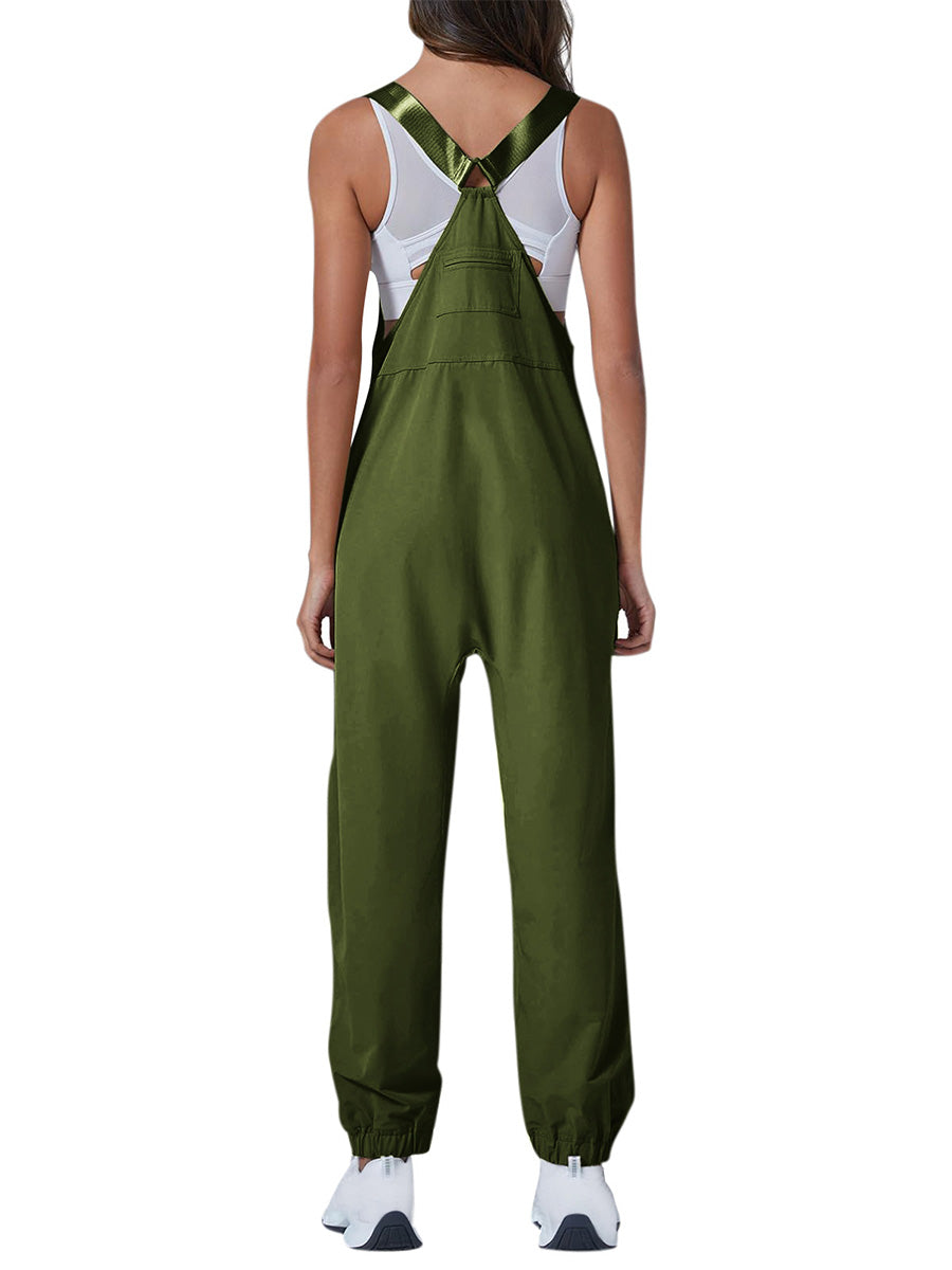 Women's Cargo Overalls With Zippered Pockets