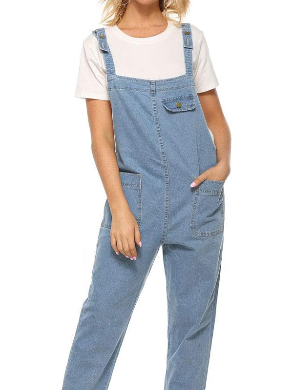 Women's Casual Baggy Denim Bib Overalls