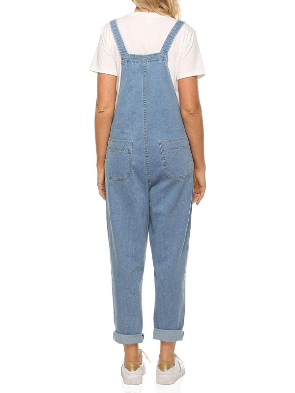 Women's Casual Baggy Denim Bib Overalls