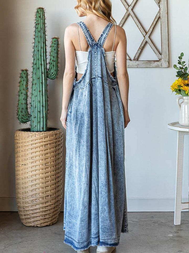 Women's Mineral Washed Denim Overall Dress