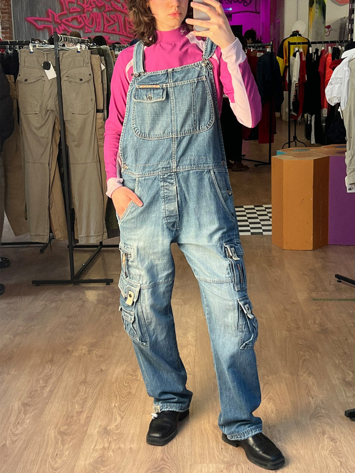 Women's Denim Cargo Overalls