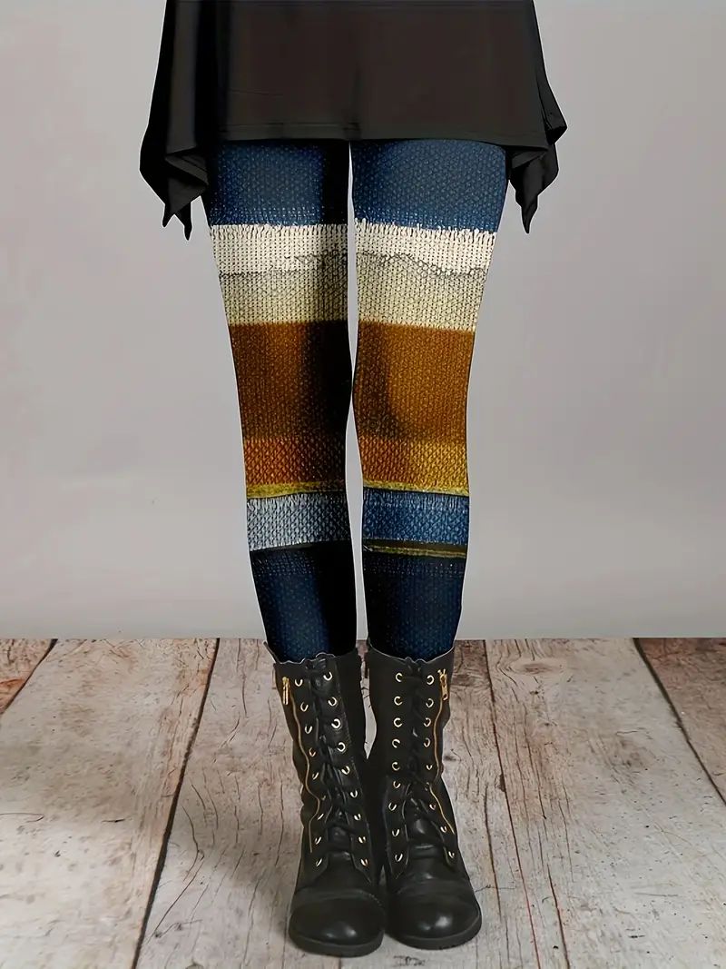 Stylish Color Block Print Leggings