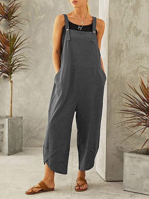 Women's Buttoned Overalls Casual Jumpsuit