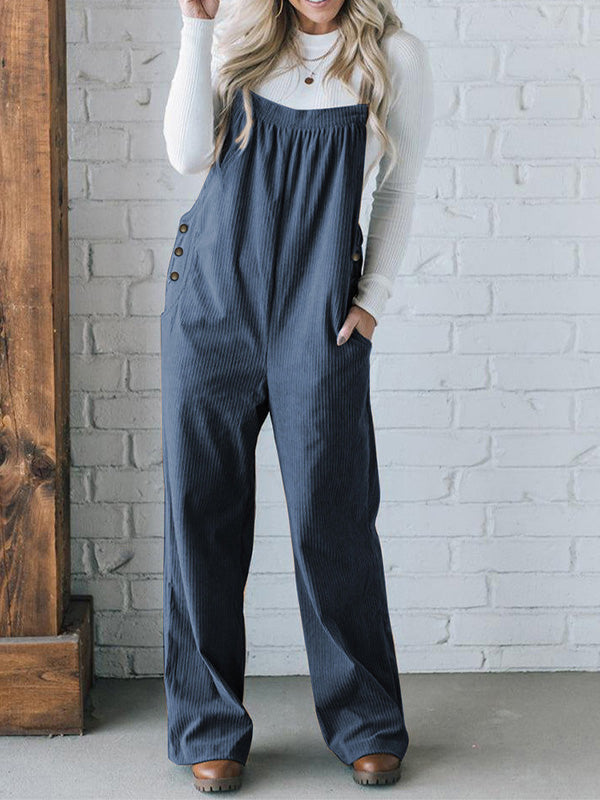 Women's Cozy Corduroy Loose Fit Overalls