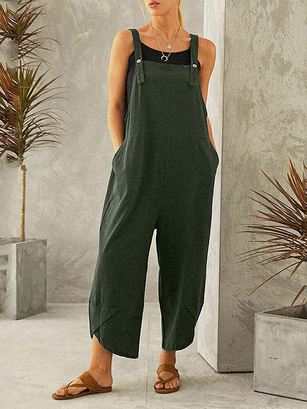 Women's Buttoned Overalls Casual Jumpsuit