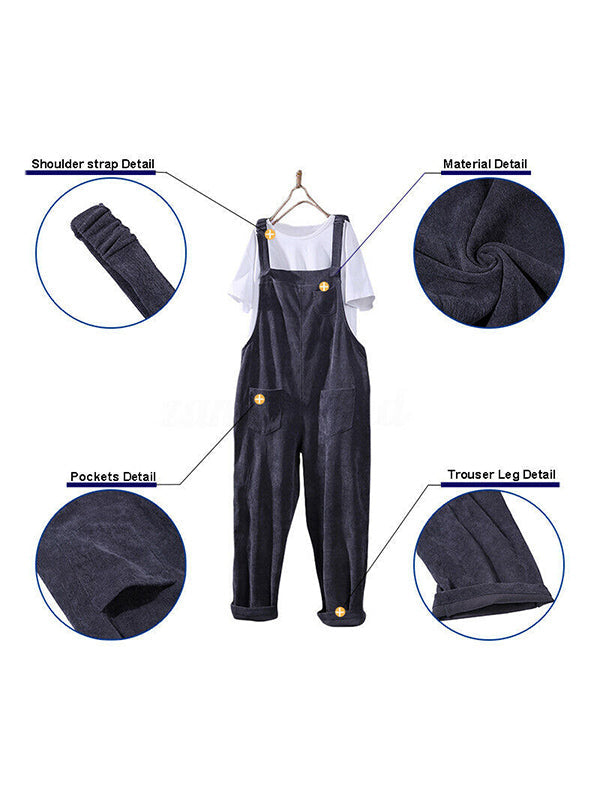 Women's Corduroy Casual Overalls