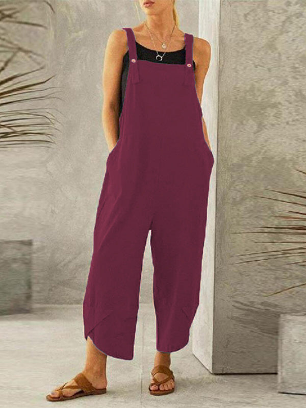 Women's Buttoned Overalls Casual Jumpsuit