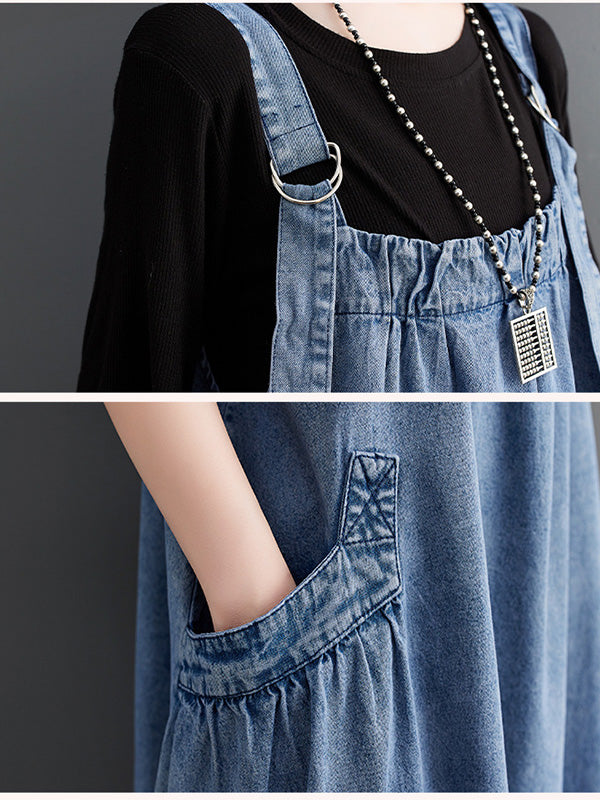 Loose Fit Denim Overall Dress