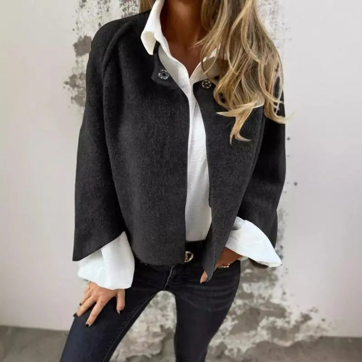 Amalia - Wool cardigan with round neck and long sleeves