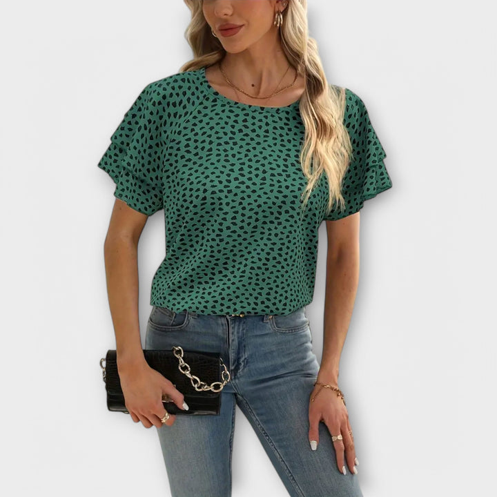 Samantha™ Blouse with Ruffle Details and Round Neck