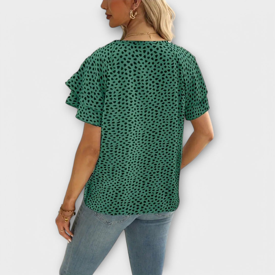 Samantha™ Blouse with Ruffle Details and Round Neck