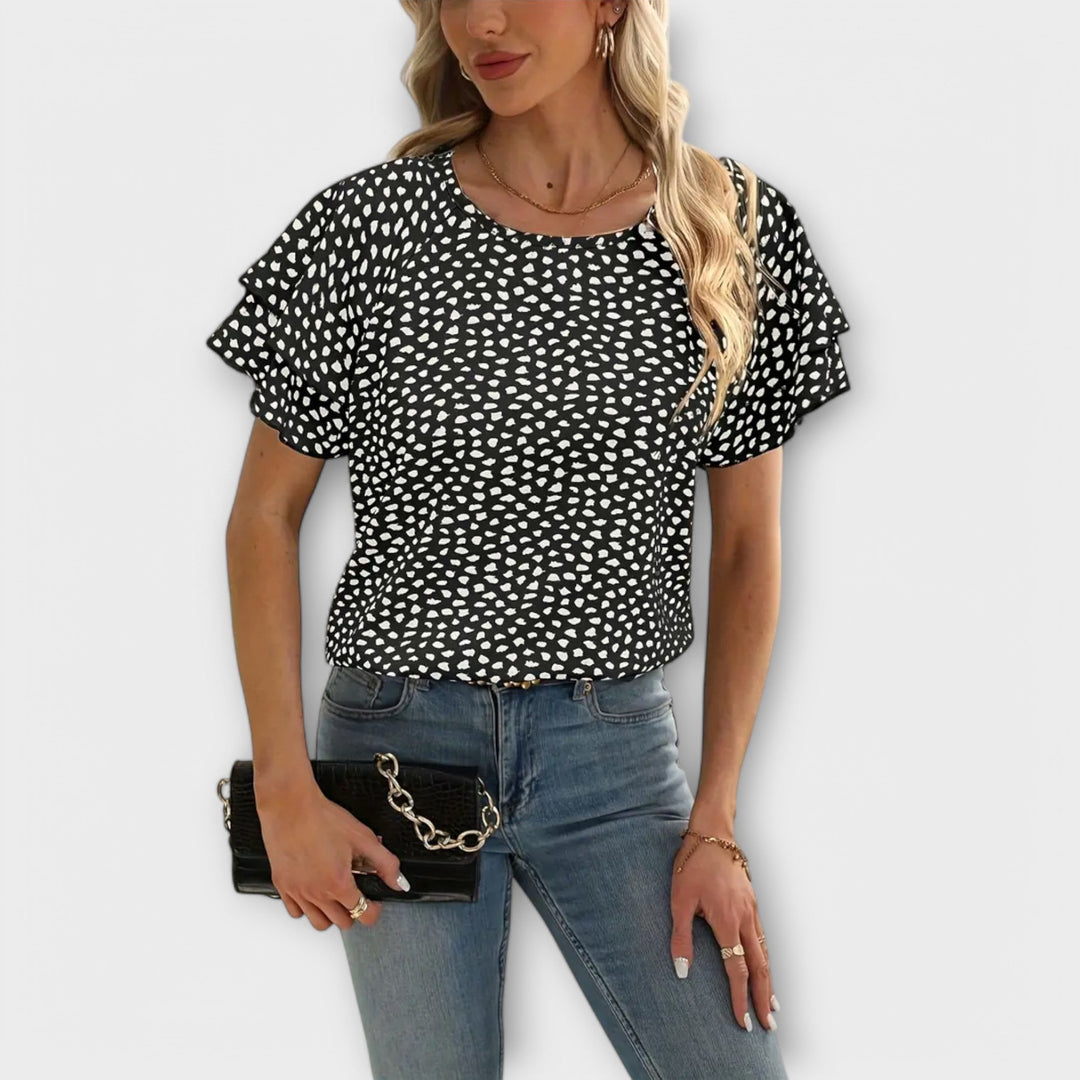 Samantha™ Blouse with Ruffle Details and Round Neck