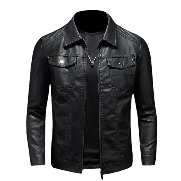 Atlas™ Men’s Lapel Leather Biker Jacket