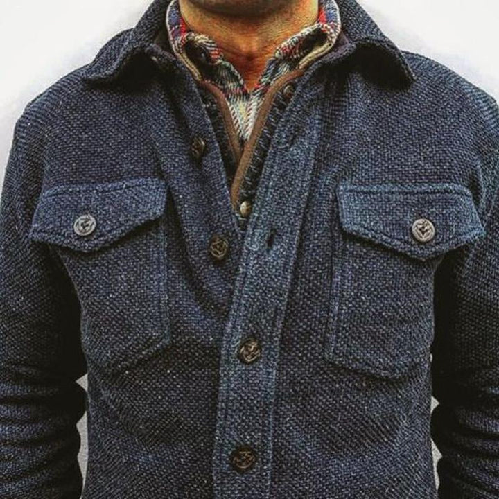 Atlas™ Men’s Retro Solid Color Wool Double Breast Pocket Jacket