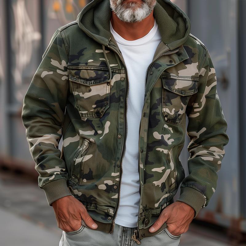 Atlas™ Men’s Camouflage Hooded Multi-Pocket Cargo Jacket