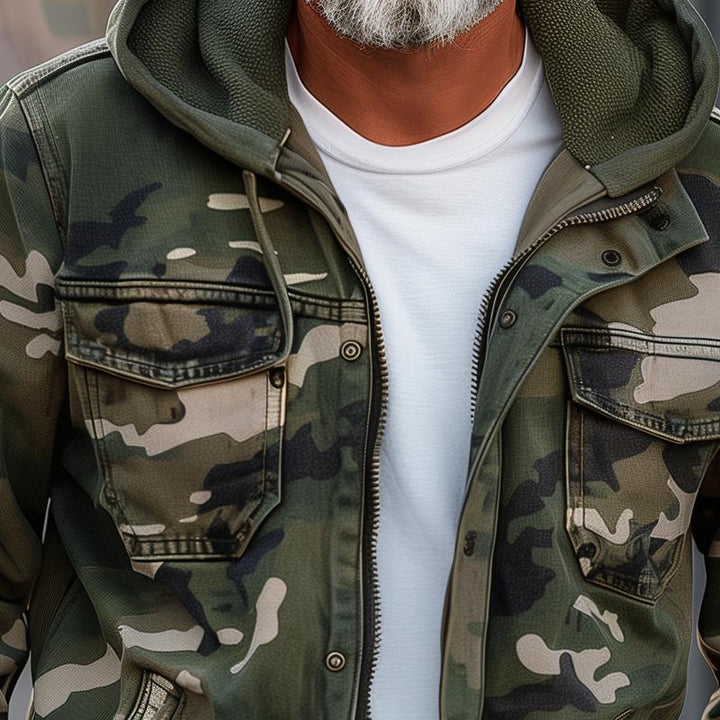 Atlas™ Men’s Camouflage Hooded Multi-Pocket Cargo Jacket